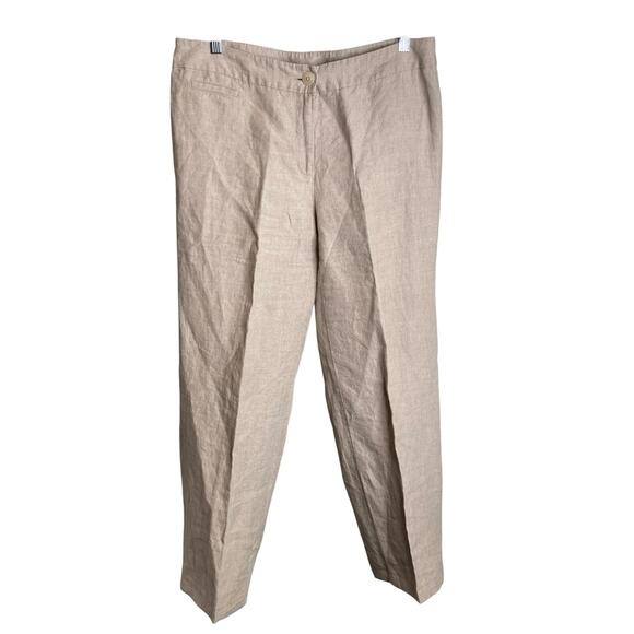 Eileen Fisher Women's Beige Linen Blend Pants Size M Neutral Staples Basics - Picture 1 of 9